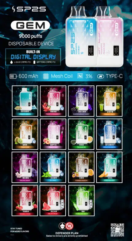 SP2S 9000 口拋棄式電子煙 使用示意